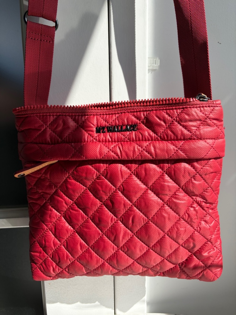 MZ Wallace Red Quilted Crossbody Bag